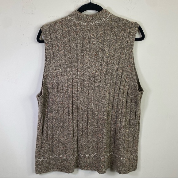 Woolrich Women’s Grey Tan Heathered Knit Full Zip Wool Blend Sweater Vest Sz XL - Picture 6 of 12